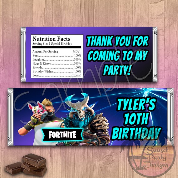 printed fortnite candy bar wrappers personalized hershey bar etsy jpg 570x570 fortnite nutrition label - fortnite candy bar labels
