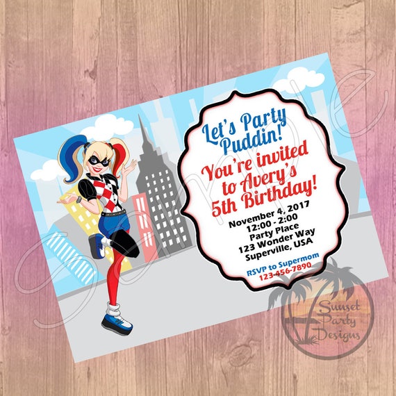 Harley Quinn Birthday Party Invitation PRINTED OR DIGITAL | Etsy