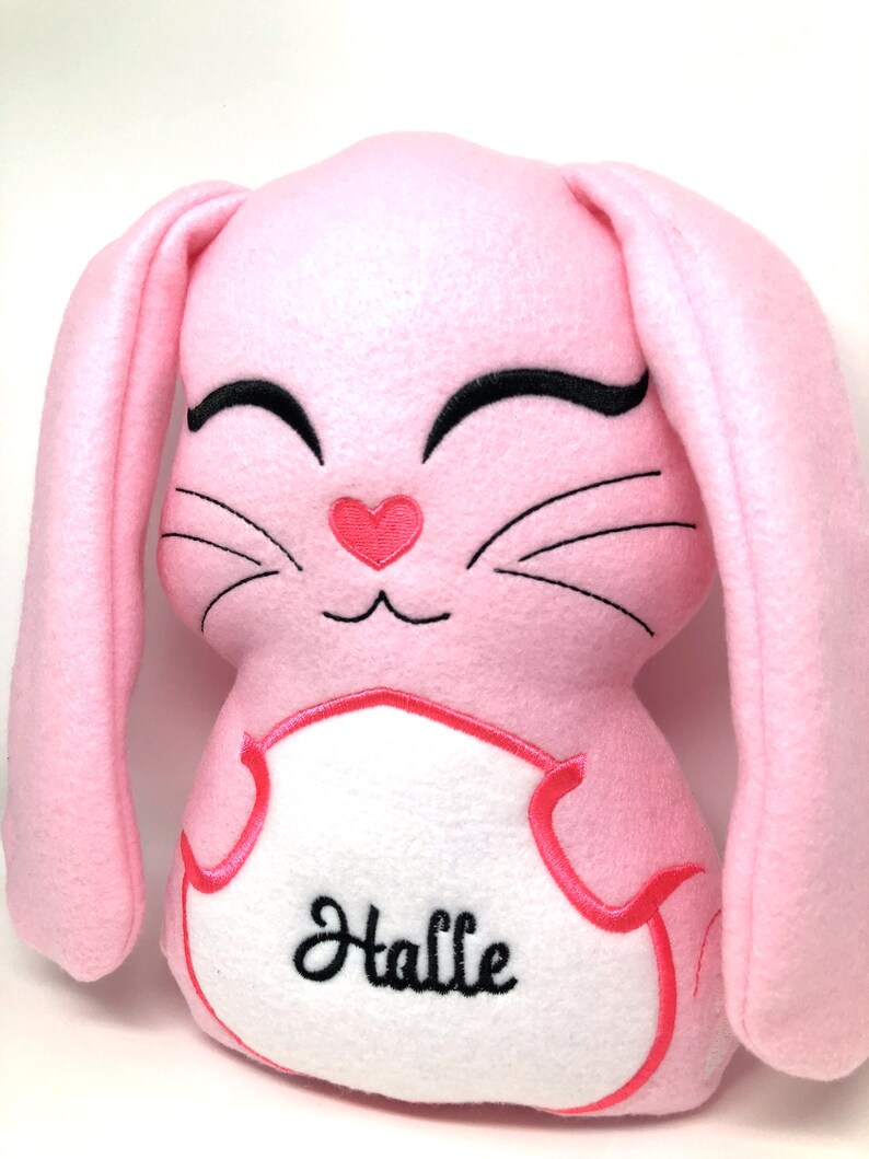 Embroidered Bunny Closed Eyes Custom Stuffie Homemade Etsy