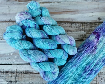 BLUEBELLS on handdyed Merino Prima Sock Yarn Fingering Weight