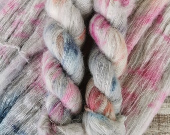 SUNSET SKY on handdyed laceweight Suri Alpaca Silk