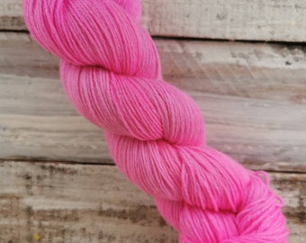 BARBIE PINK on handdyed Merino Silk Yarn Fingering Weight.