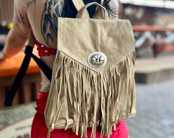 Cream backpack!!! Fringe!!!! Macrame Backpack Purse - Handmade Boho Fringe Bucket Bag  main image 2