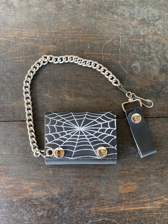 Leather Spiderweb Chain Wallet