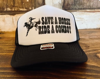 Save a Horse Ride a Cowboy - Custom Trucker Hat | Foam  display picture 1