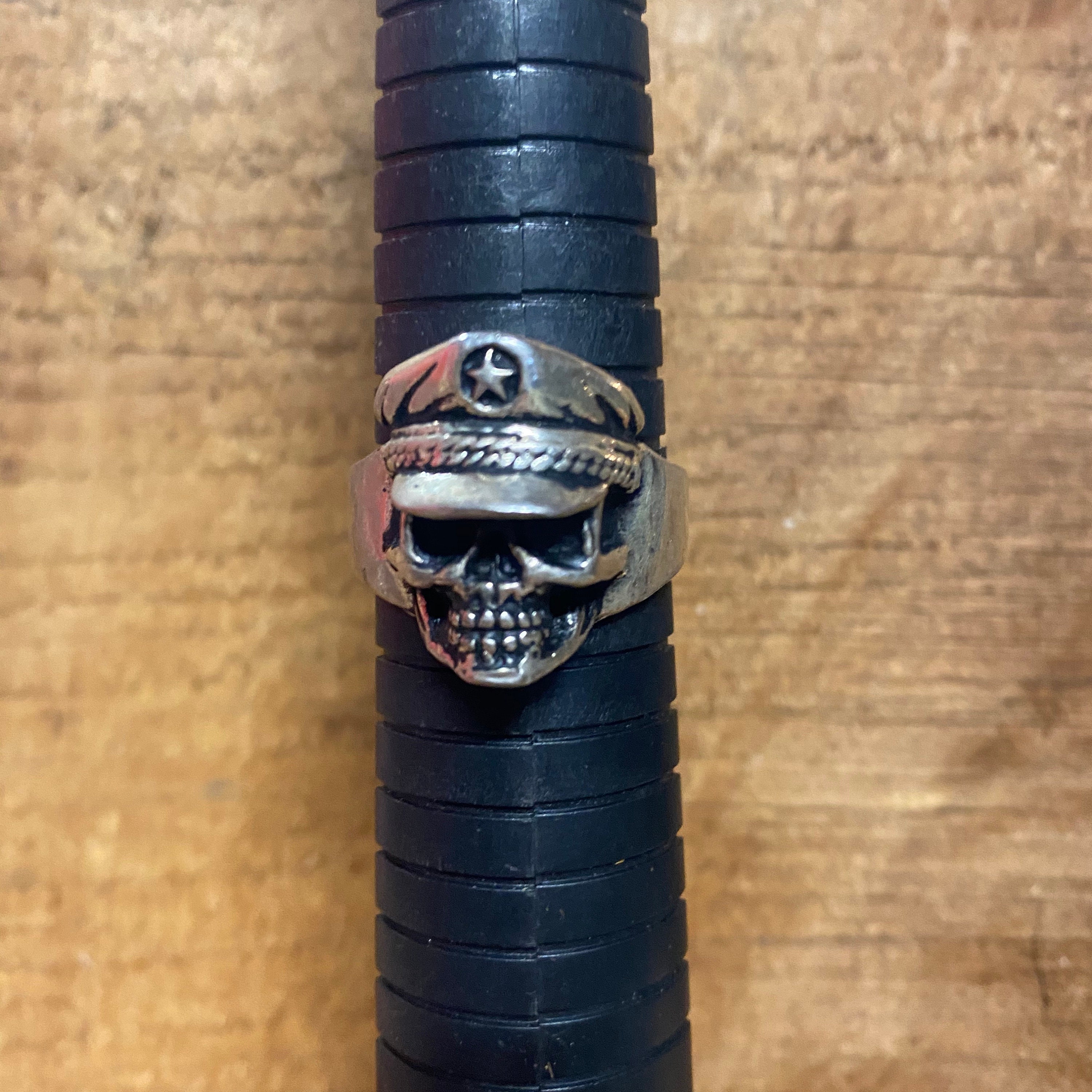 Silver Skull Beret Biker Ring | Etsy