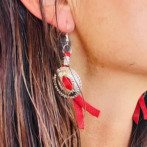 Mini Leather Concho Fringe Earrings