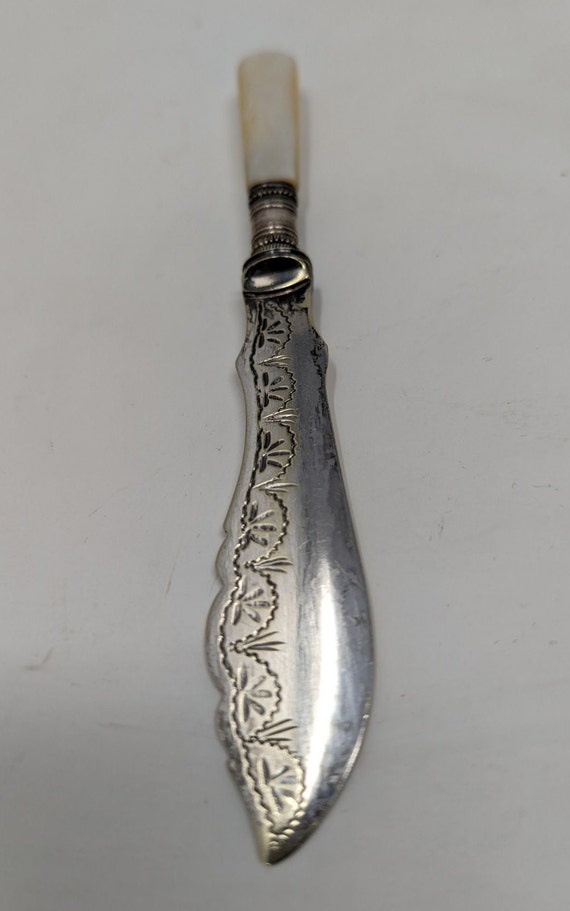 アンティーク マザーオブパールとシルバーのバターナイフ - Etsy 日本