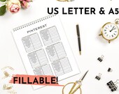 FILLABLE!  Pinterest Planner, Pinterest Stats Tracker, Social Media, Pinterest Marketing, Pinterest Planner for Bloggers, Pinterest Workbook