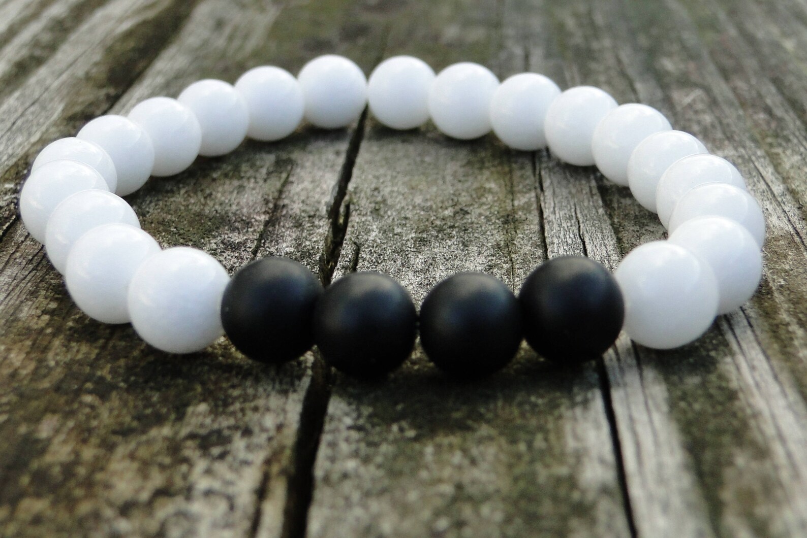 Black and White Onyx Bracelet Mens Onyx Bracelet Gemstone Etsy