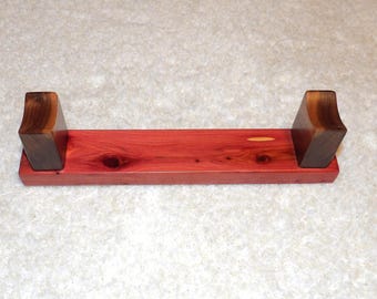 Flute Rest (Stand), Aromatic Cedar and Black Walnut, Clear Lacquer Finish and Padded Feet