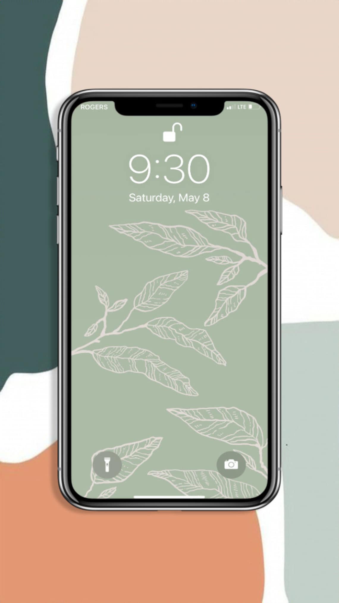 Sage Green Leaf iPhone Wallpaper Boho Screensaver Lock Etsy UK