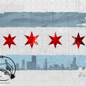 Feliz cumpleaños Chicago / Chicago Illinois Bandera Historia Mapa Arte (Descarga Digital)