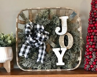 Holiday decor, Farmhouse, Rustic, Tobacco Basket, Joy, Holiday Wreath, Farmhouse Style, Home Decor, Holiday Decor, Christmas decor