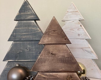 Wooden Christmas Tree Rustic Farmhouse Christmas Decor, Winter home decor, Wood trees, Set of pine tree decor