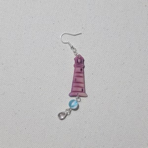 Lighthouse Earrings Glass Beads | Coastal | Ocean-themed Jewelry | Glow in the Dark | Pastel