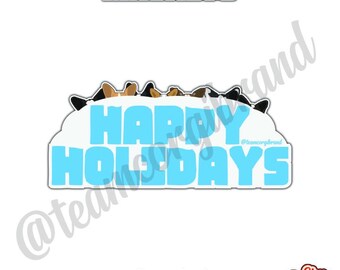 Happy Holidays Corgi Ears - Magnet