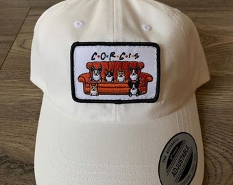 Corgi Friends white ball cap