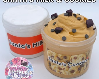 Santa’s Milk And Cookies Duo Scented Thick And Glossy Butter Slime Christmas Slime