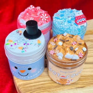 Christmas Holiday Mini Slime Bundle Of 4 Slimes | Scented Slime | Christmas Gift | Slime Shop | Butter Slime | Crunchy Slime | Cloud | Floam