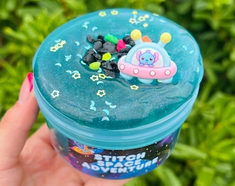 Stitch Space Adventure Scented Clear Coated Gravel Slime Snoop Crunch