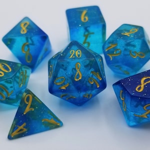 English Blue Resin Dice Set