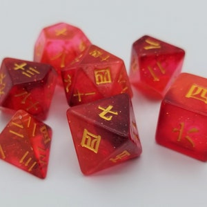 Kanji Red Resin Dice