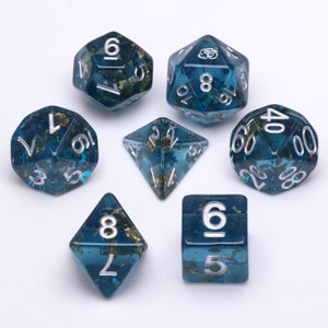 Blue Rose 7 Piece Dice Set