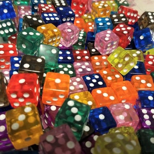 16mm Dice w/ Pips Acrylic Dice, B-Grade (Pick Color of Dice)