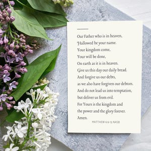 Quote Printable, Digital File - Our Father, Light Background