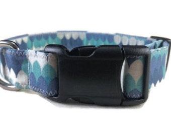 Mermaid scales blue and white collar for dogs