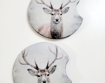 Deer Car Coasters, Set of 2 Car Coasters,Deer,hunters, Gift for him.