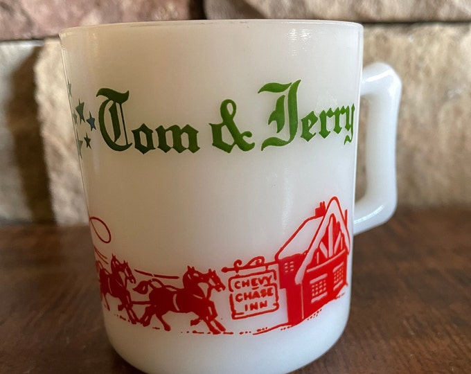 Hazel Atlas Tom & Jerry Chevy Chase Inn Egg Nog Milk Glass Mug 1950s Etsy