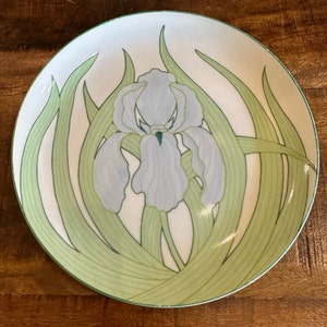 Vintage Nancy Getz Vandor Iris Flower 8&quot; Plate Made in Japan