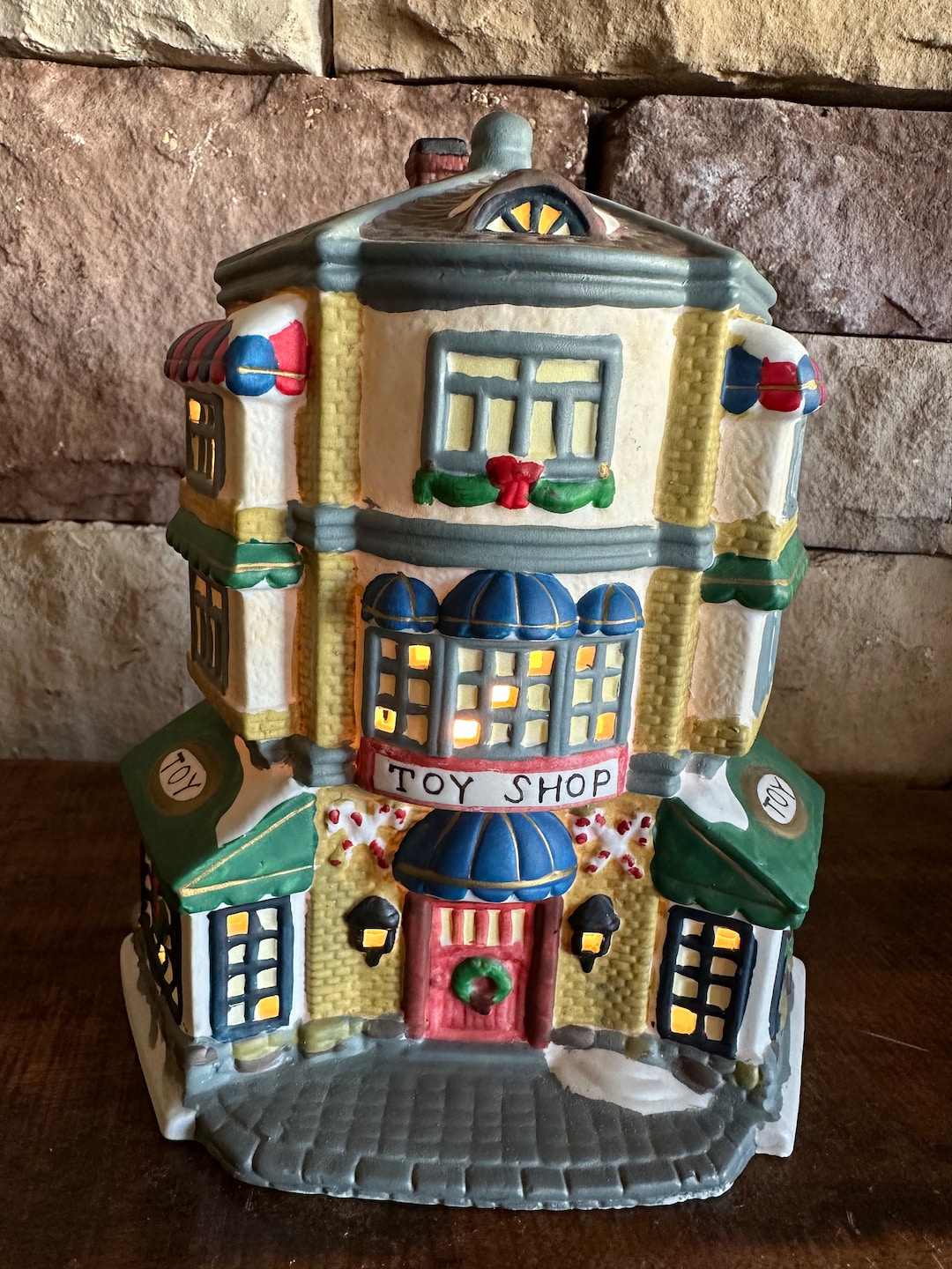 Vintage Rite Aid Christmas Village Lighted Toy Shop Etsy