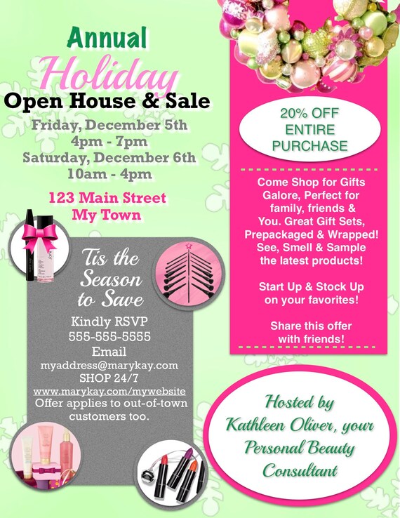 items similar to mary kay holiday open house flyer on etsy holiday open house flyer