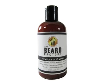 Beard Wash 8 oz - Coconut, Olive and Argan Oil - Paraben, Sulfate and Sodium Chloride Free!