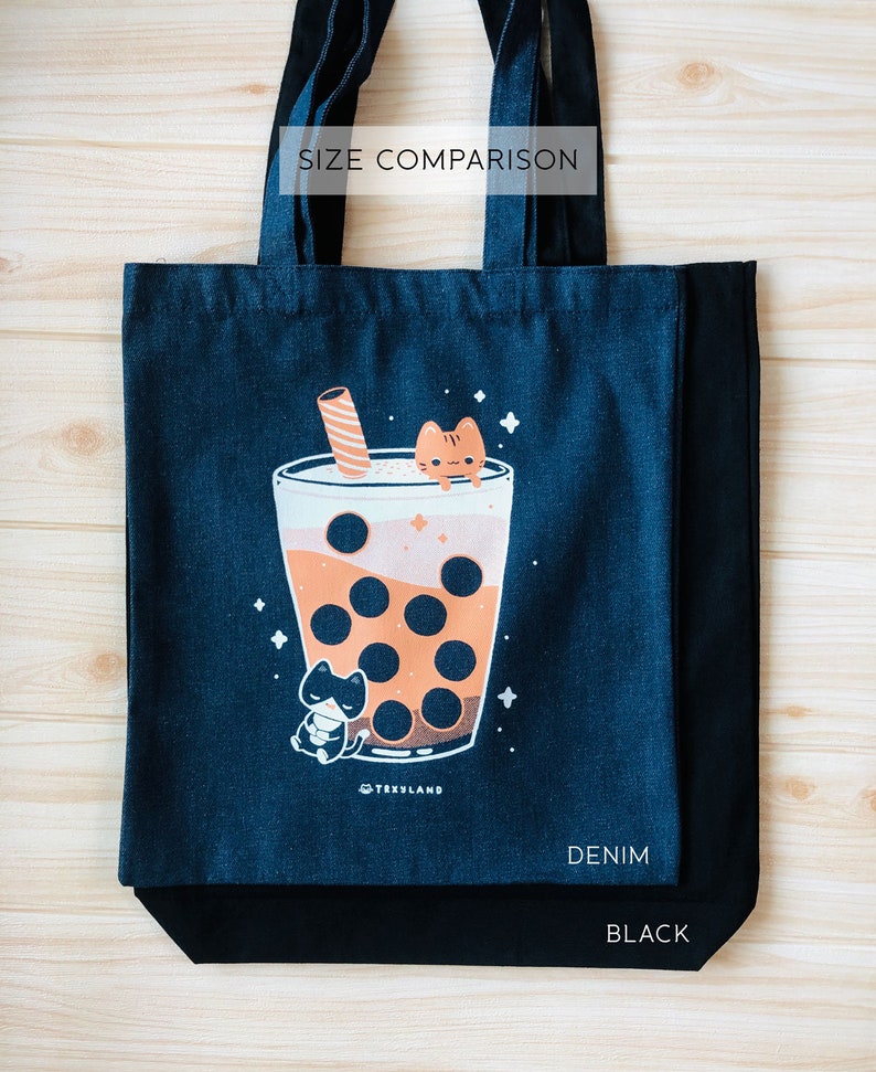 Boba Dreams Tote Bag Black 2nd Edition Bubble Tea Pin Display Bag Enamel Pin Ita Bag TRXYLAND