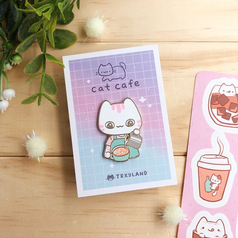 Berri the Barista Enamel Pin Cat Cafe Series TRXYLAND
