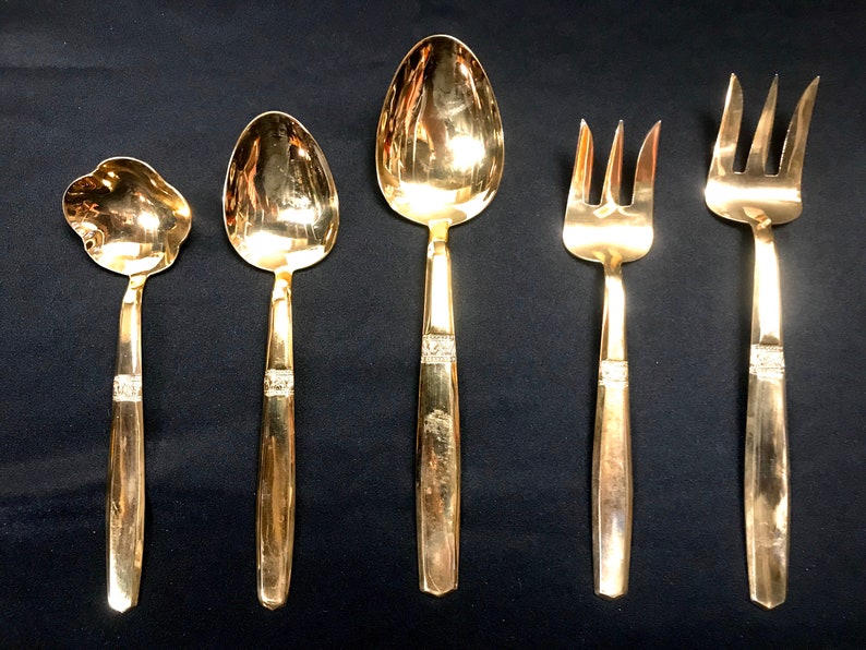 K. Thailand Brass Flatware Vintage Gold Tone Etsy