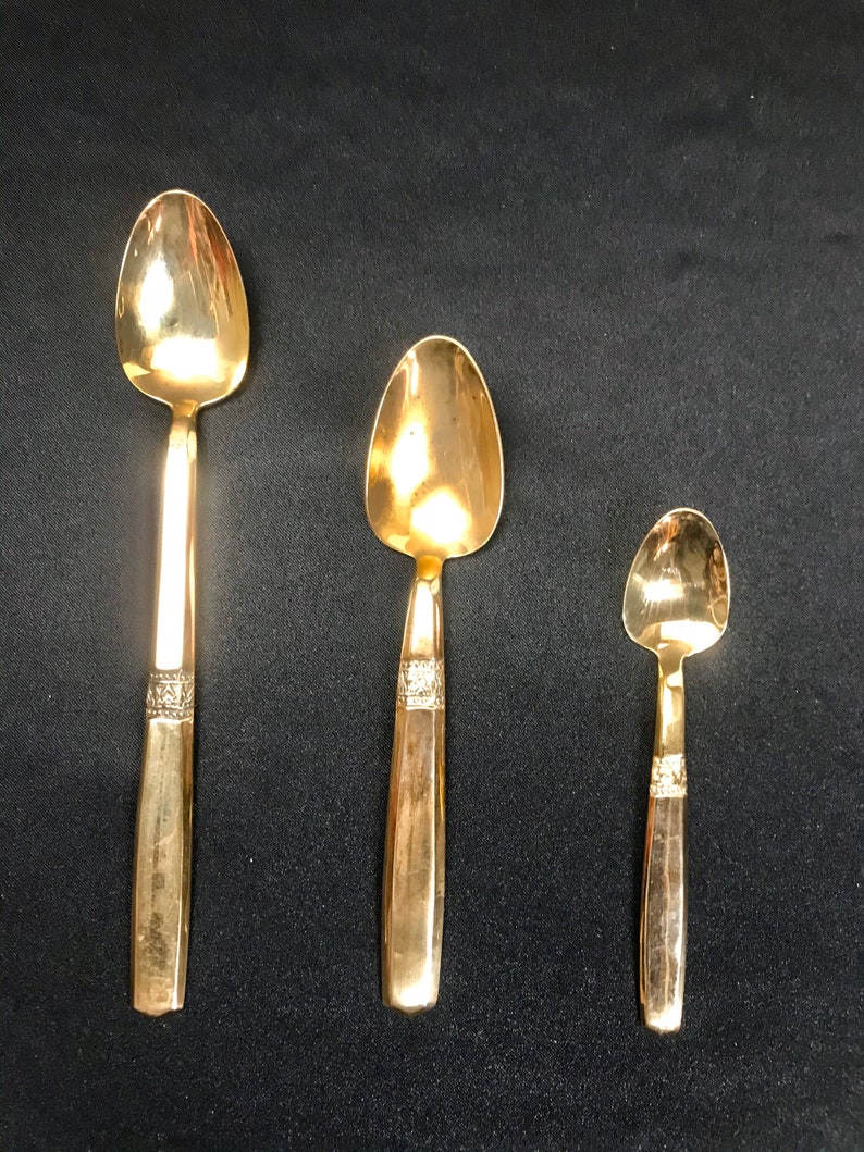 K. Thailand Brass Flatware Vintage Gold Tone Etsy