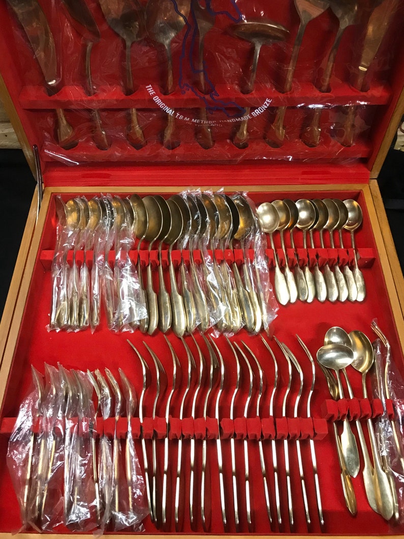 Thai Bronze Ware Nickel Bronze Vintage Flatware Etsy