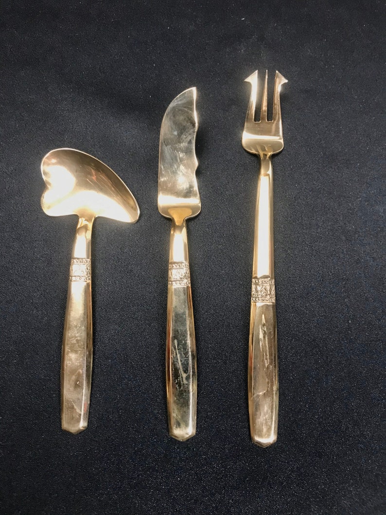 K. Thailand Brass Flatware Vintage Gold Tone Etsy