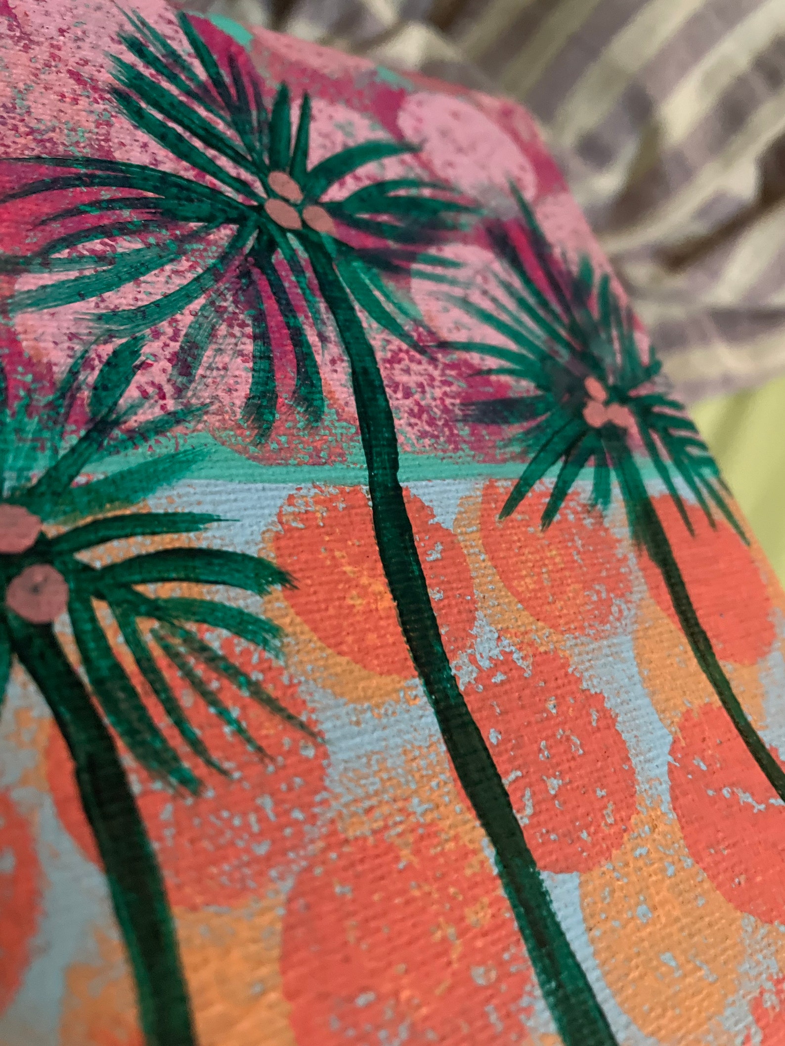 Abstract colorful palm trees beautiful print colors neon | Etsy