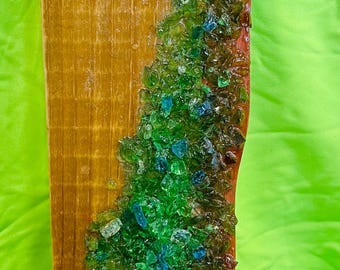Wunderschöne, einzigartige handgefertigte Crushed Glass Weihnachtsbaum-Wandkunst