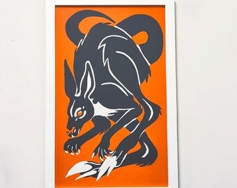 GW値引きセール　アボリジニアート カンガルー絵画　タペストリー オーストラリア オーストラリアのアボリジニアーティストの樹皮画 先住民のオリジナル