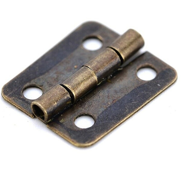 10 Pcs Bronze Cabinet Mini Hinge Dollhouse Jewelry Wood Door Butt Hinges 15x13mm