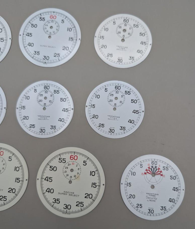 Lot of 10 NOS Racine Stopwatch Yachting Dials Stainless Steel Steampunk Art image 4