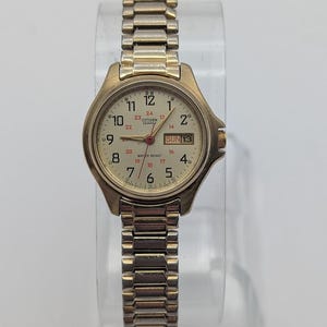 VTG Citizen Women’s Watch 25mm Gold Tone Round Day Date Quartz 6000-S27182