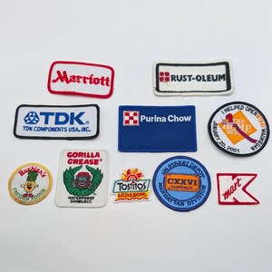 Lot of 10 Vintage Company Logo Patches: Mixed Advertising, Workwear-Style Embroidered
